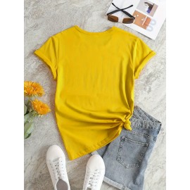 Plus Size, Women's Breast Cancer Awareness T-Shirt with Pink Ribbon & Survivor Silhouettes - Plus Size 0-5XL Oversized Short Sleeve, Soft Polyester, Round Neck Casual Comfort Fit, Year-Round Wear, Ideal Gift for Cancer Support (Vibrant Orange)