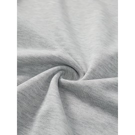 Women'S Plus Size Casual Pullovers, Polyester 100% Knit Fabric, Crew Neck with Slight Stretch, Alphabet Print, Fall/Winter Sportswear, Oversized Top with 