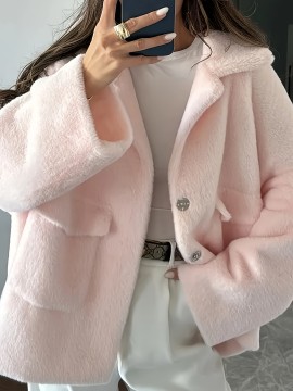 [New Loose Plush Coat] Winter Style Women's Fashion New Loose Plush Coat Top Jacket