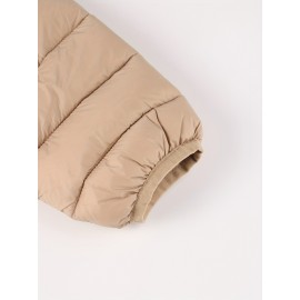 [Chic Beige Coat] Elegant Chic Beige Lightweight Nylon Women's Mid-Length Coat | Regular Fit Zipper Front for Commuting & Casual Outings