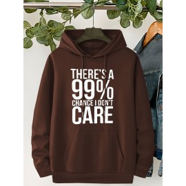 Plus Size Cozy Chic Letter Print Drawstring Hoodie - Soft Warm Fleece Lined Long Sleeve Sweatshirt with Relaxed Fit for Fall & Winter - Women's Comfortable Casual Wear for Everyday