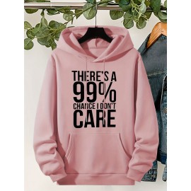 Plus Size Cozy Chic Letter Print Drawstring Hoodie - Soft Warm Fleece Lined Long Sleeve Sweatshirt with Relaxed Fit for Fall & Winter - Women's Comfortable Casual Wear for Everyday